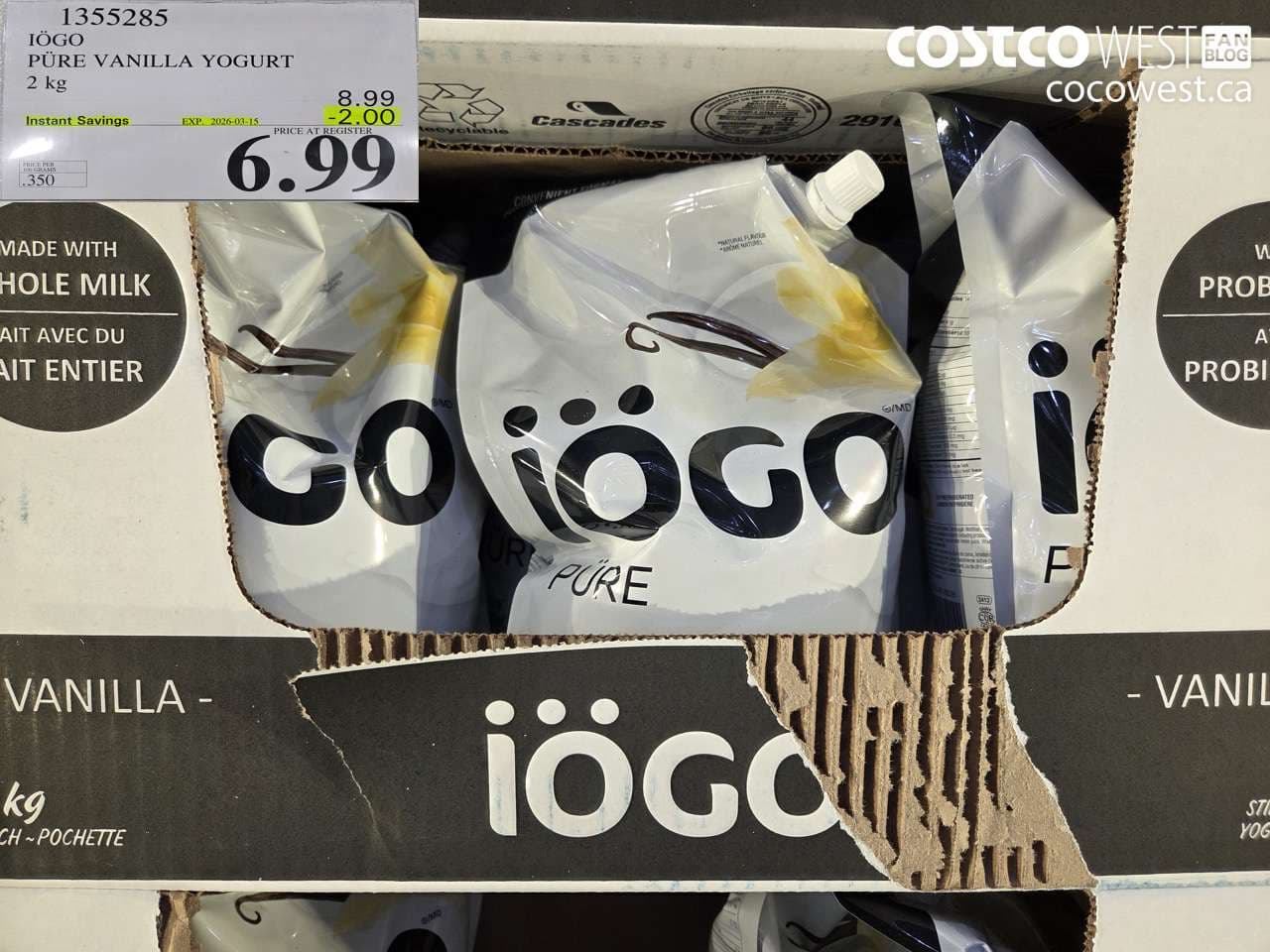 iogo pure vanilla yogurt 2 kg