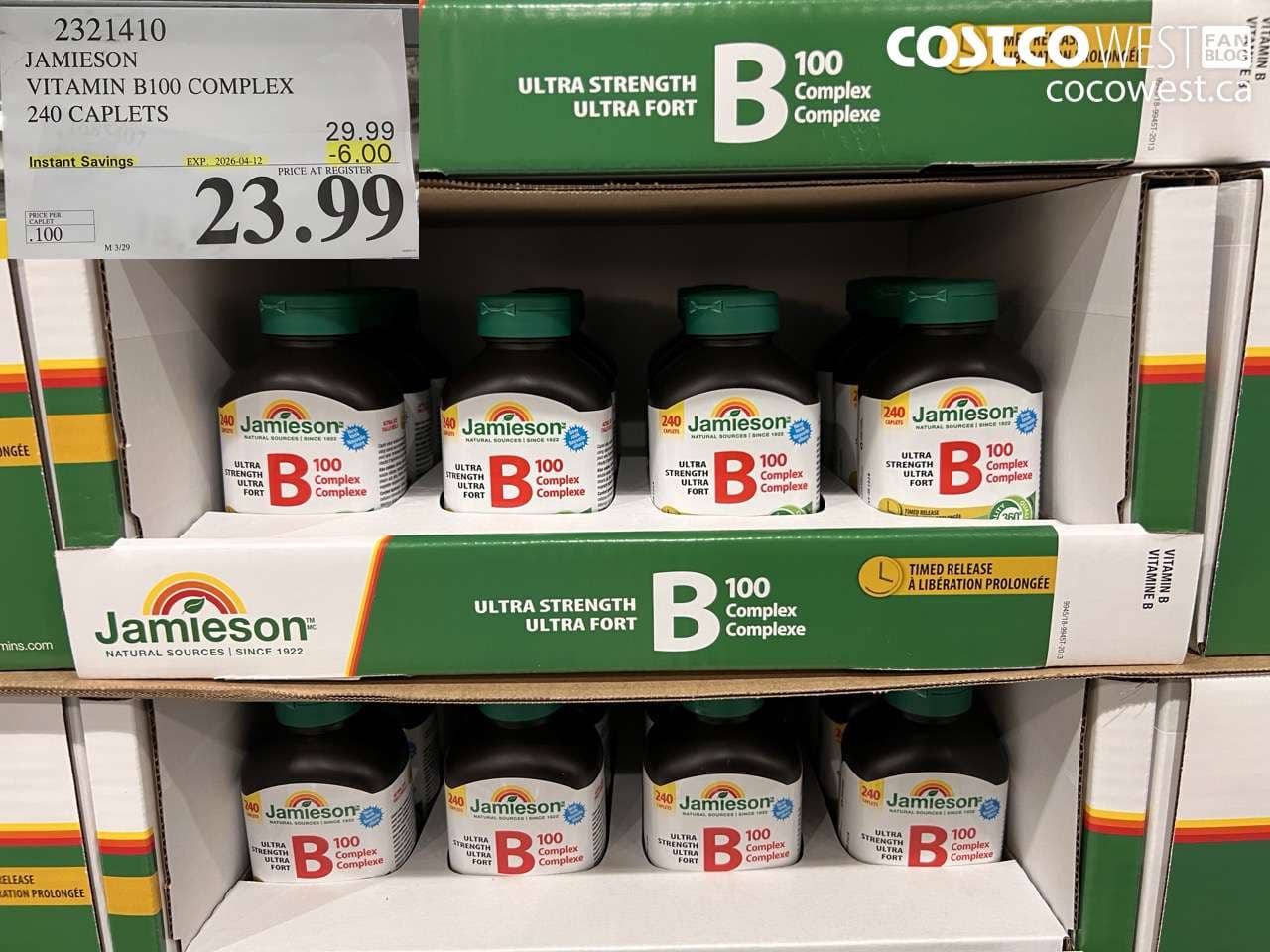 JAMIESON VITAMIN B100 COMPLEX 240 CAPLETS