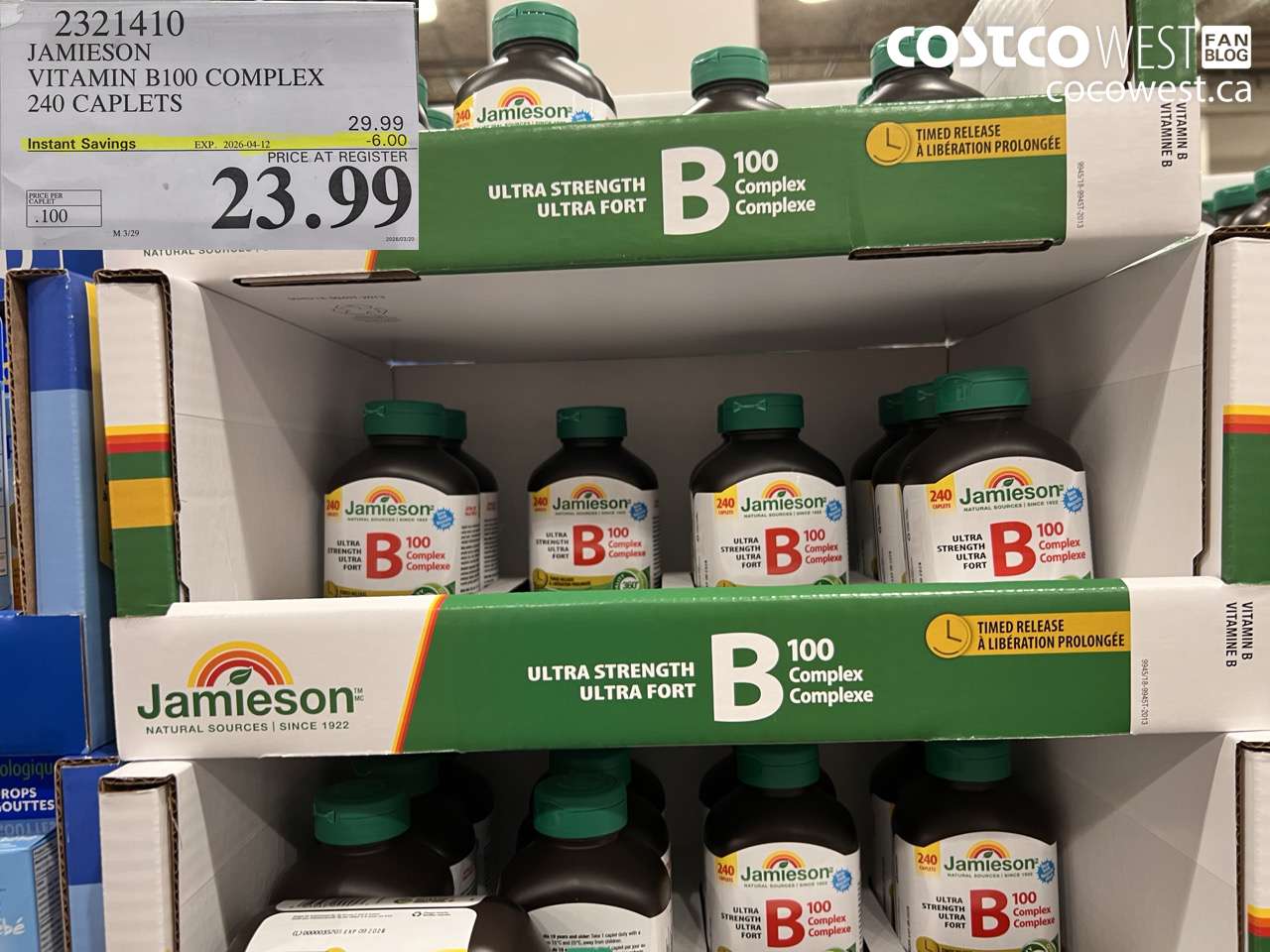 JAMIESON VITAMIN B100 COMPLEX 240 CAPLETS