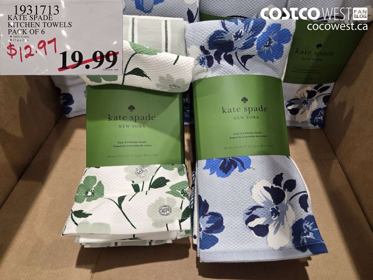 KATE SPADE KITCHEN TOWELS PACK OF 6