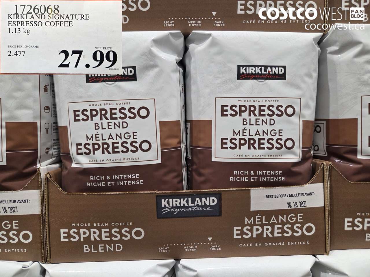 KIRKLAND SIGNATURE ESPRESSO COFFEE 1.13 KG
