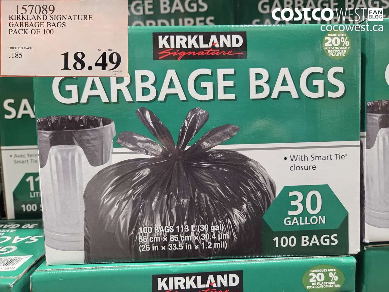 KIRKLAND SIGNATURE GARBAGE BAGS PACK OF 100