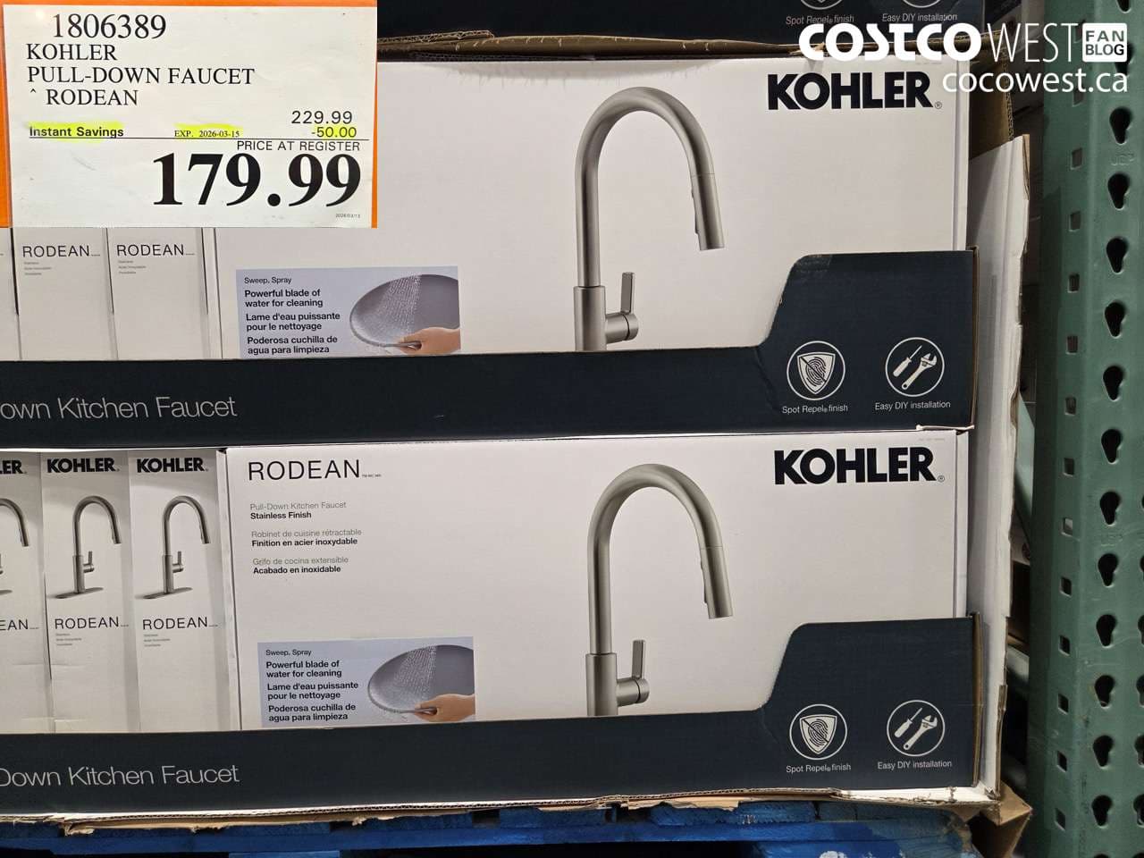 KOHLER PULL-DOWN FAUCET RODEAN