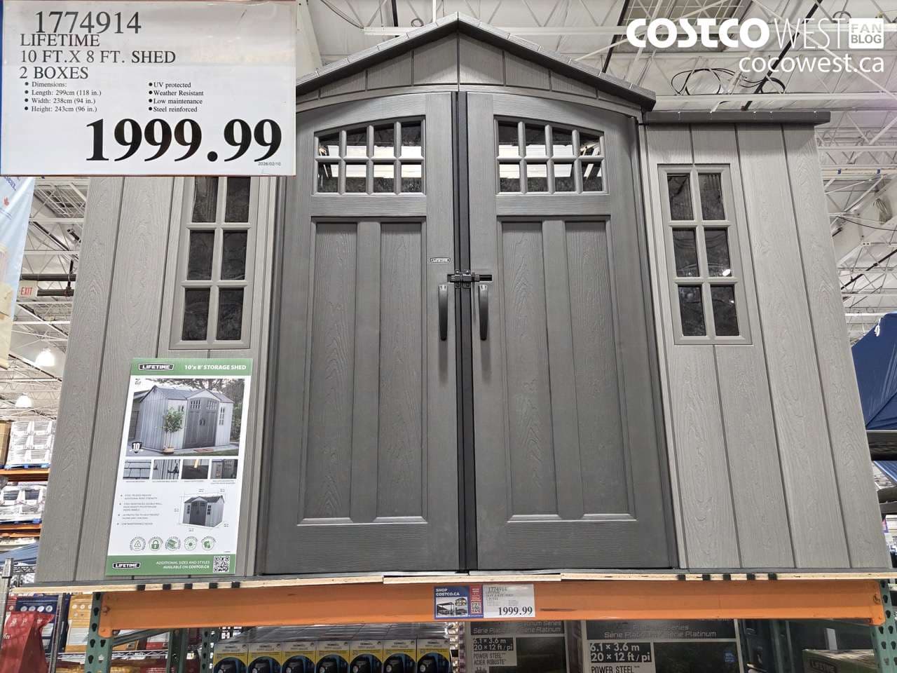 LIFETIME 10 FT.X 8 FT. SHED 2 BOXES