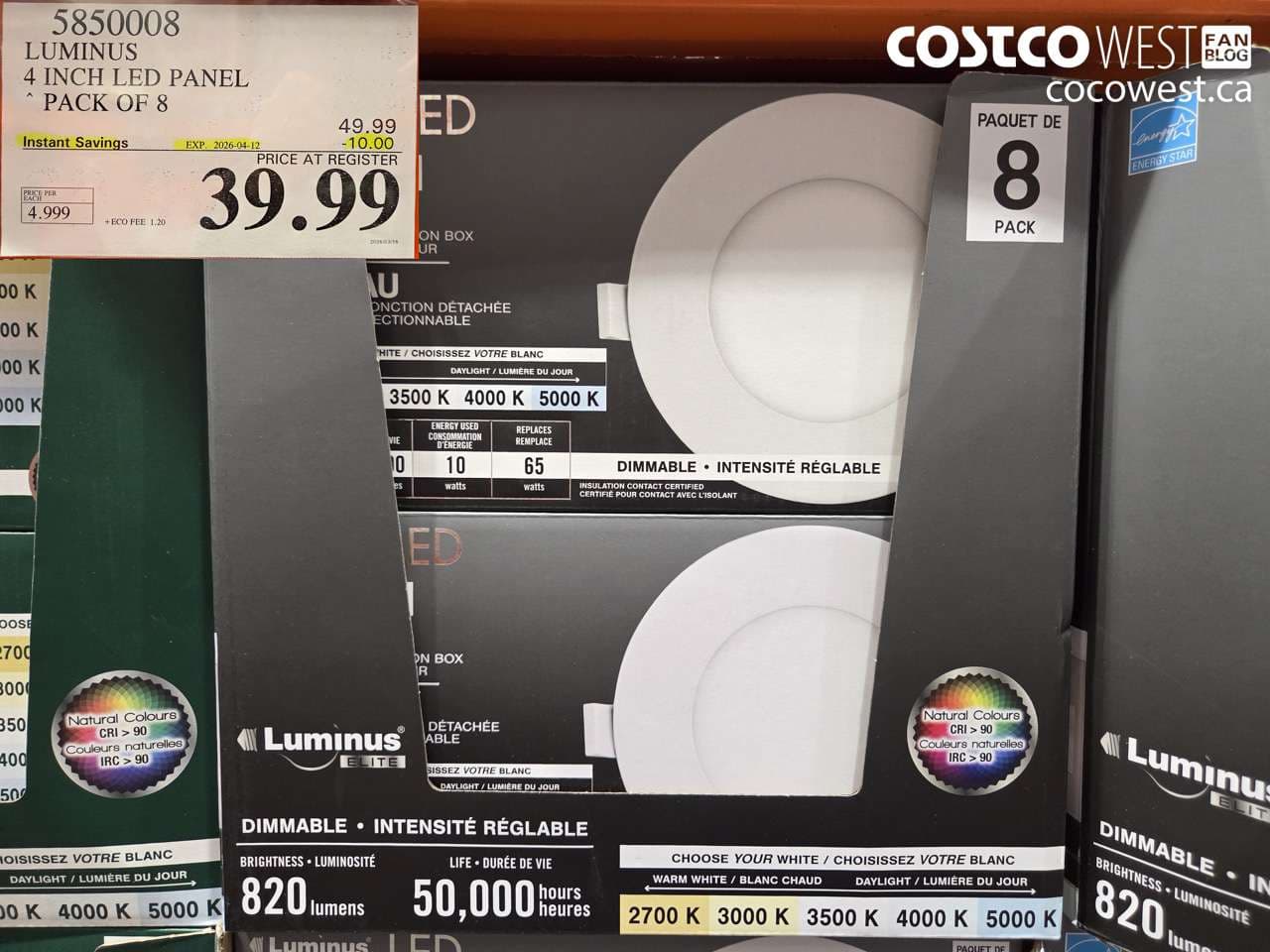 luminus 4 inch led panel pack of 8