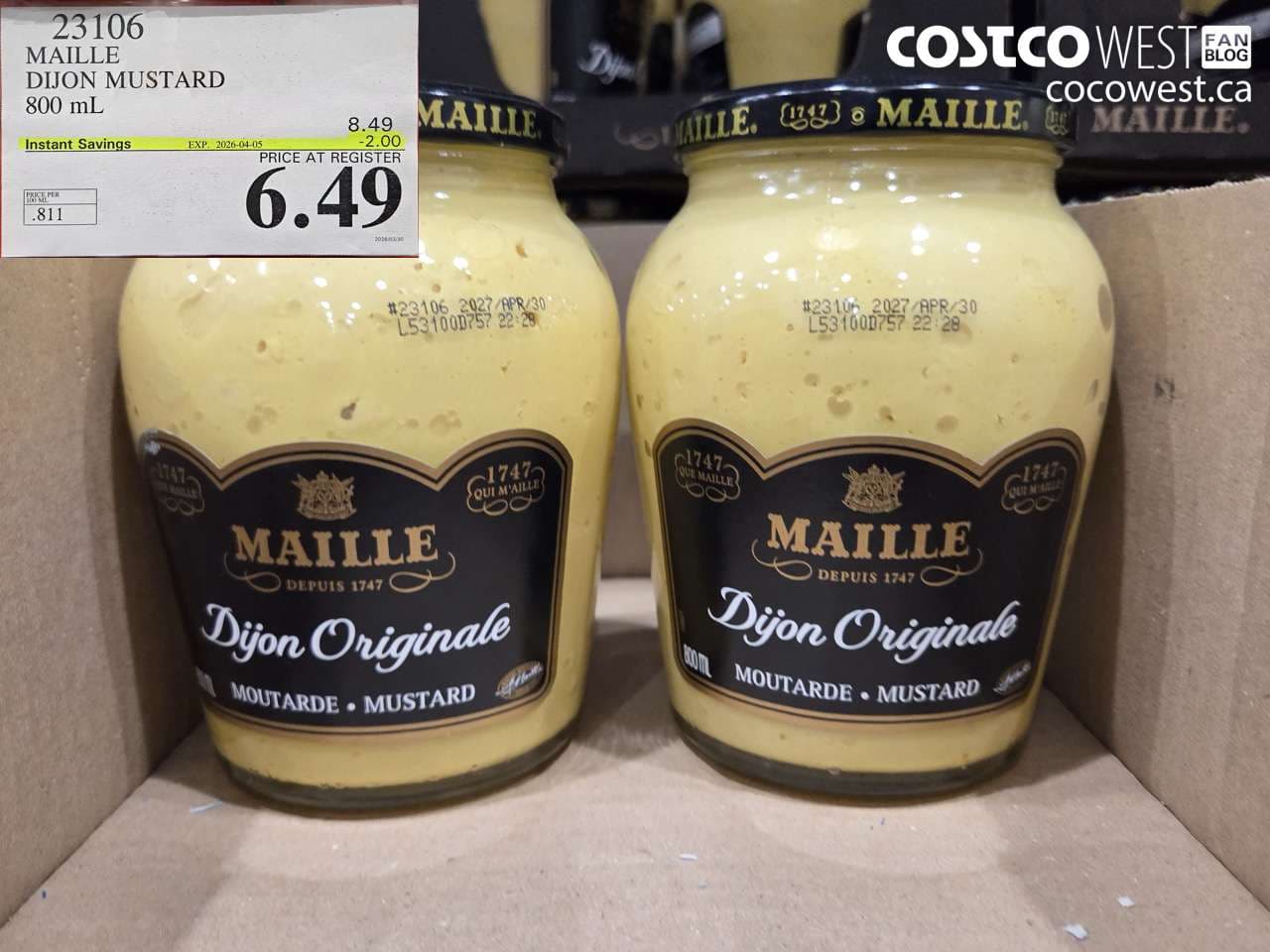 MAILLE DIJON MUSTARD 800 ML