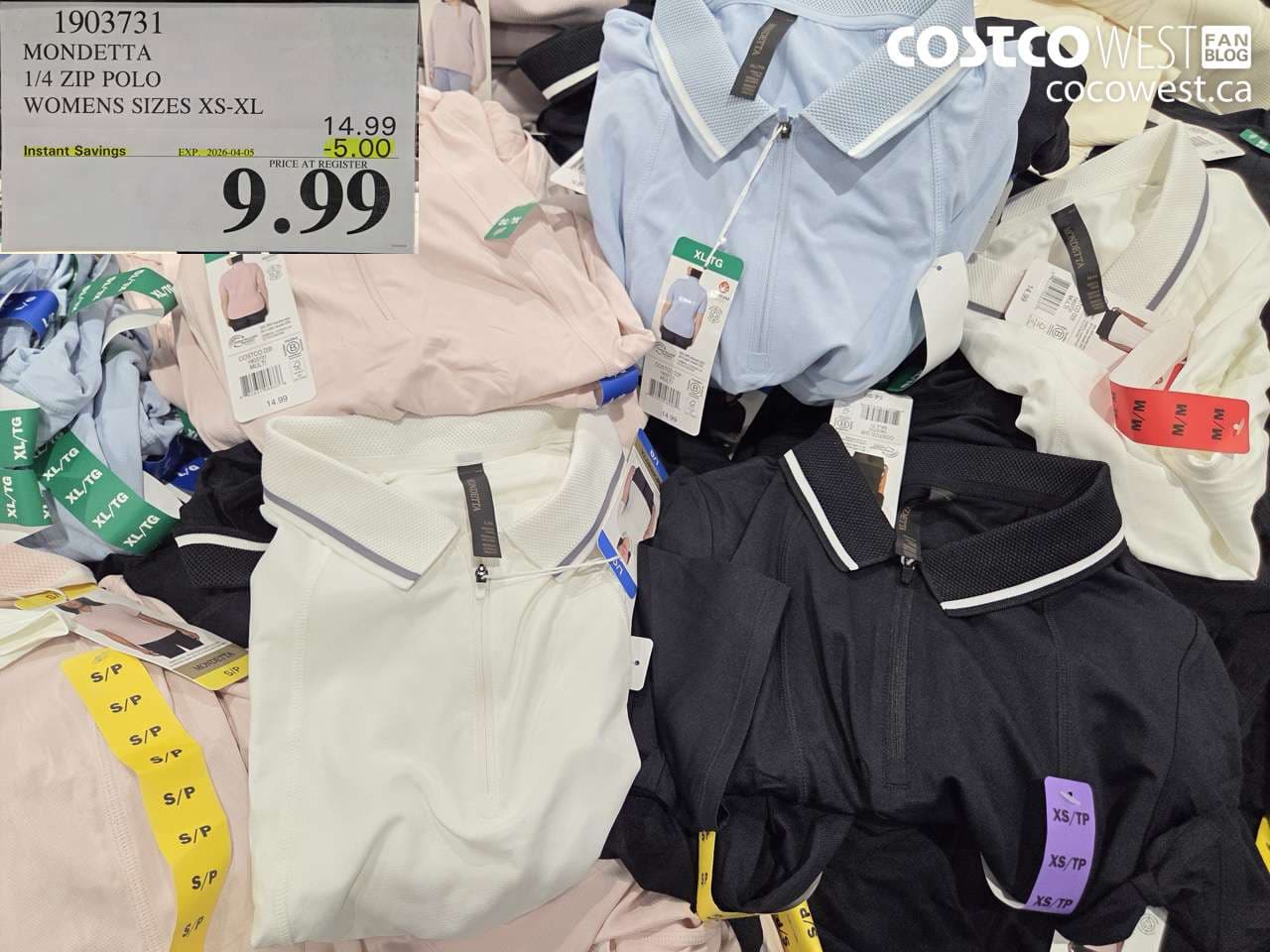 mondetta 14 zip polo womens sizes xsxl