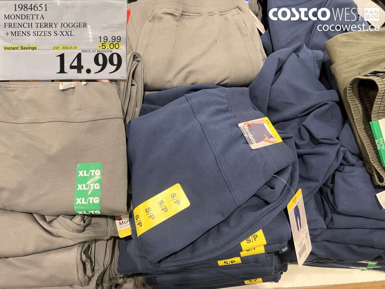 MONDETTA FRENCH TERRY JOGGER +MENS SIZES S-XXL