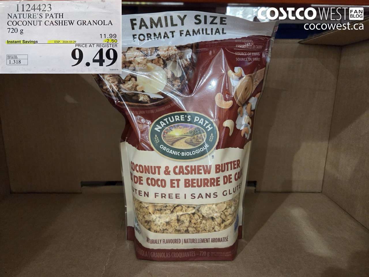 NATURE’S PATH COCONUT CASHEW GRANOLA 720 G