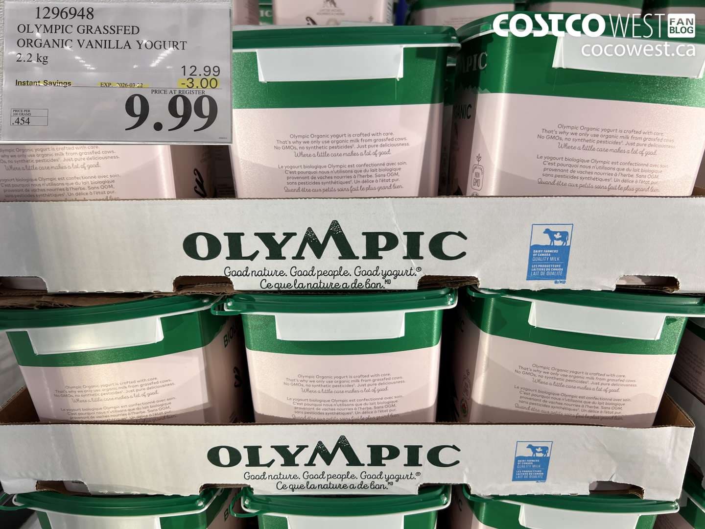 OLYMPIC GRASSFED ORGANIC VANILLA YOGURT 2.2 KG