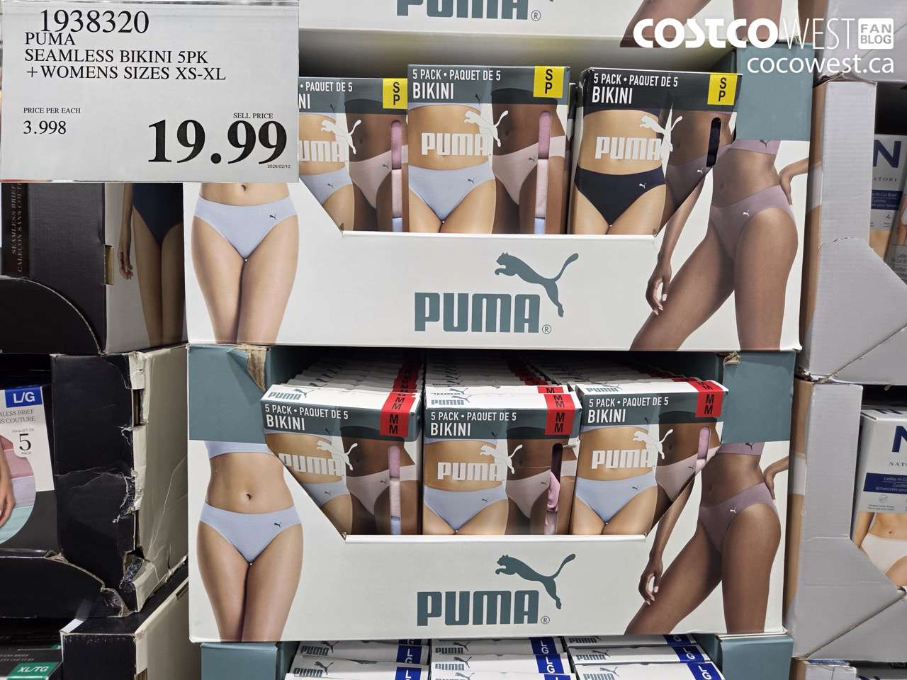 PUMA SEAMLESS BIKINI 5PK + WOMENS SIZES XS-XL
