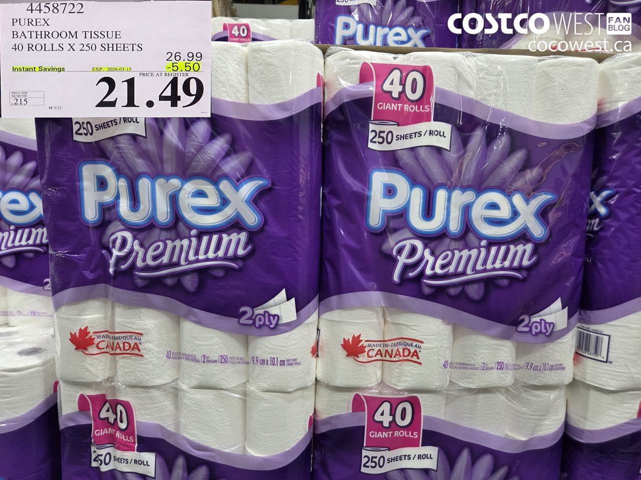 purex bathroom tissue 40 rolls x 250 sheets