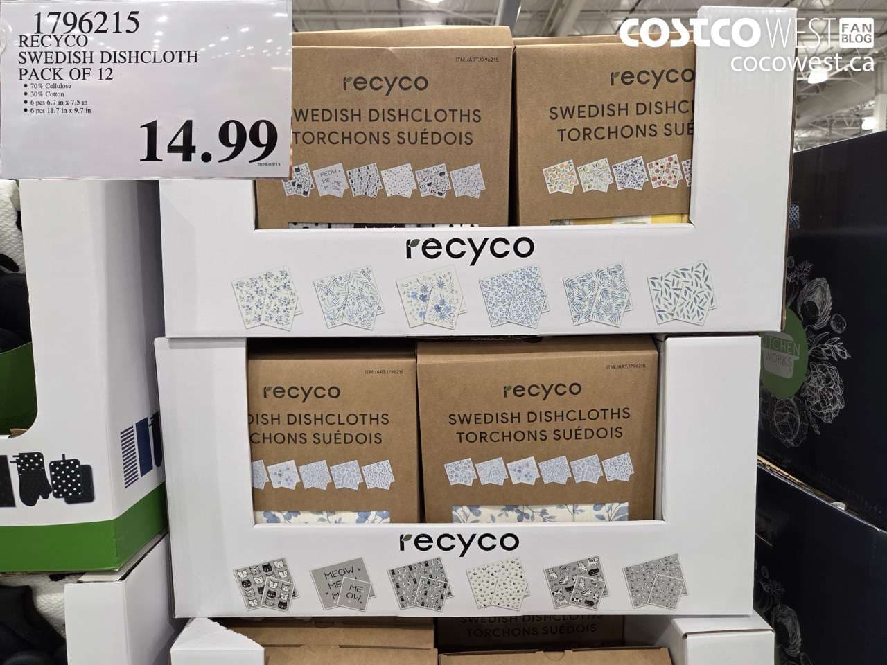 RECYCO SWEDISH DISHCLOTH PACK OF 12