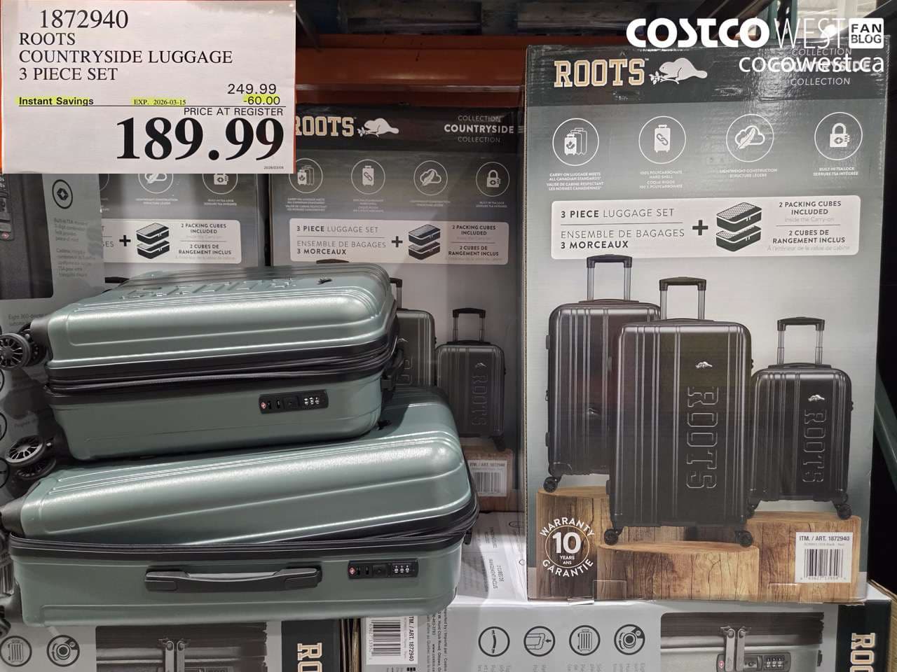 ROOTS COUNTRYSIDE LUGGAGE 3 PIECE SET