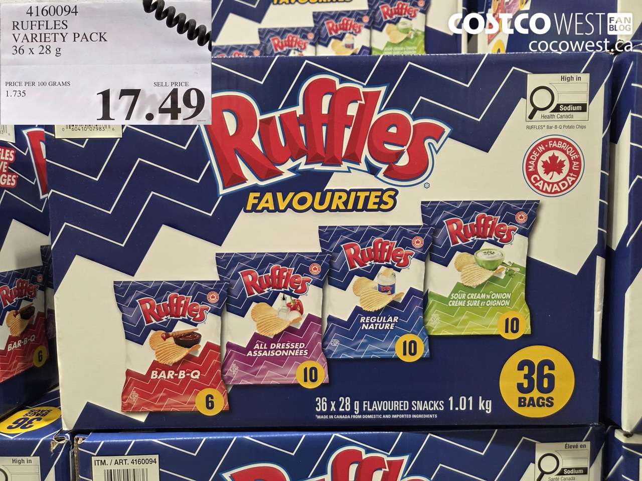 RUFFLES VARIETY PACK 36 X 28 G