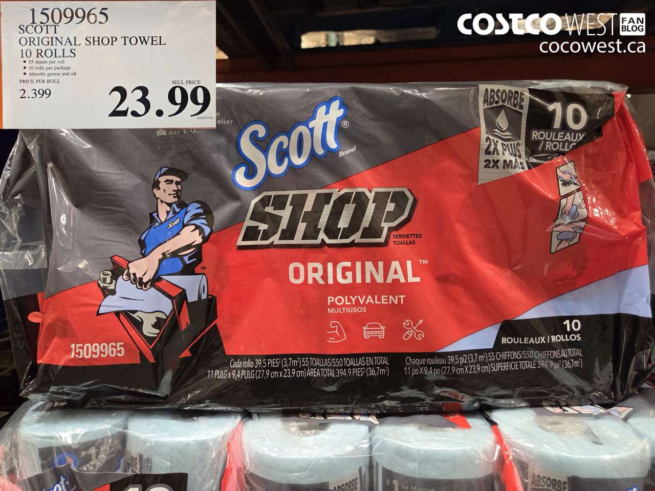 SCOTT ORIGINAL SHOP TOWEL 10 ROLLS