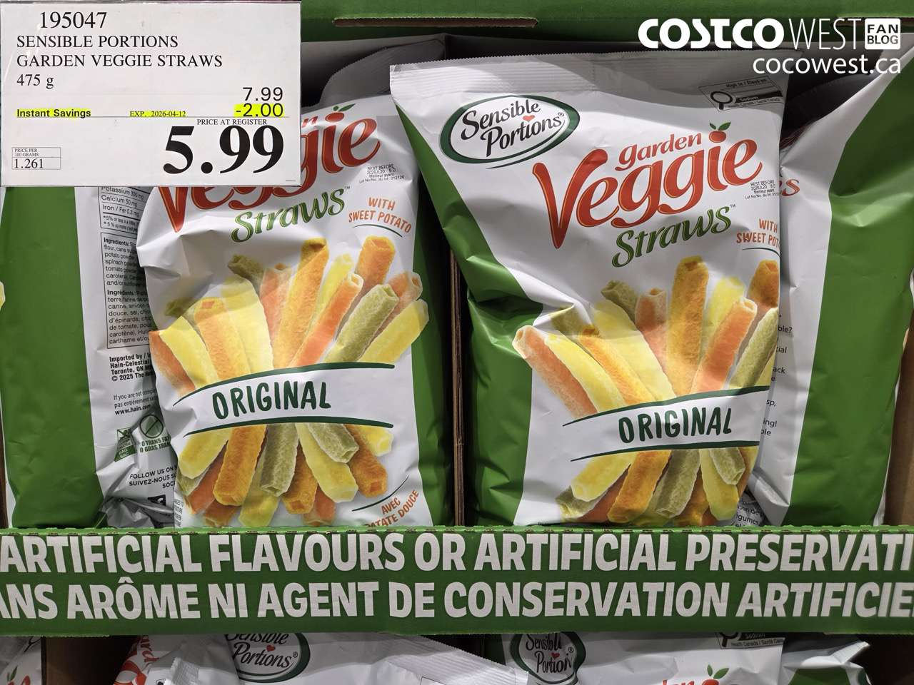 SENSIBLE PORTIONS GARDEN VEGGIE STRAWS 475G