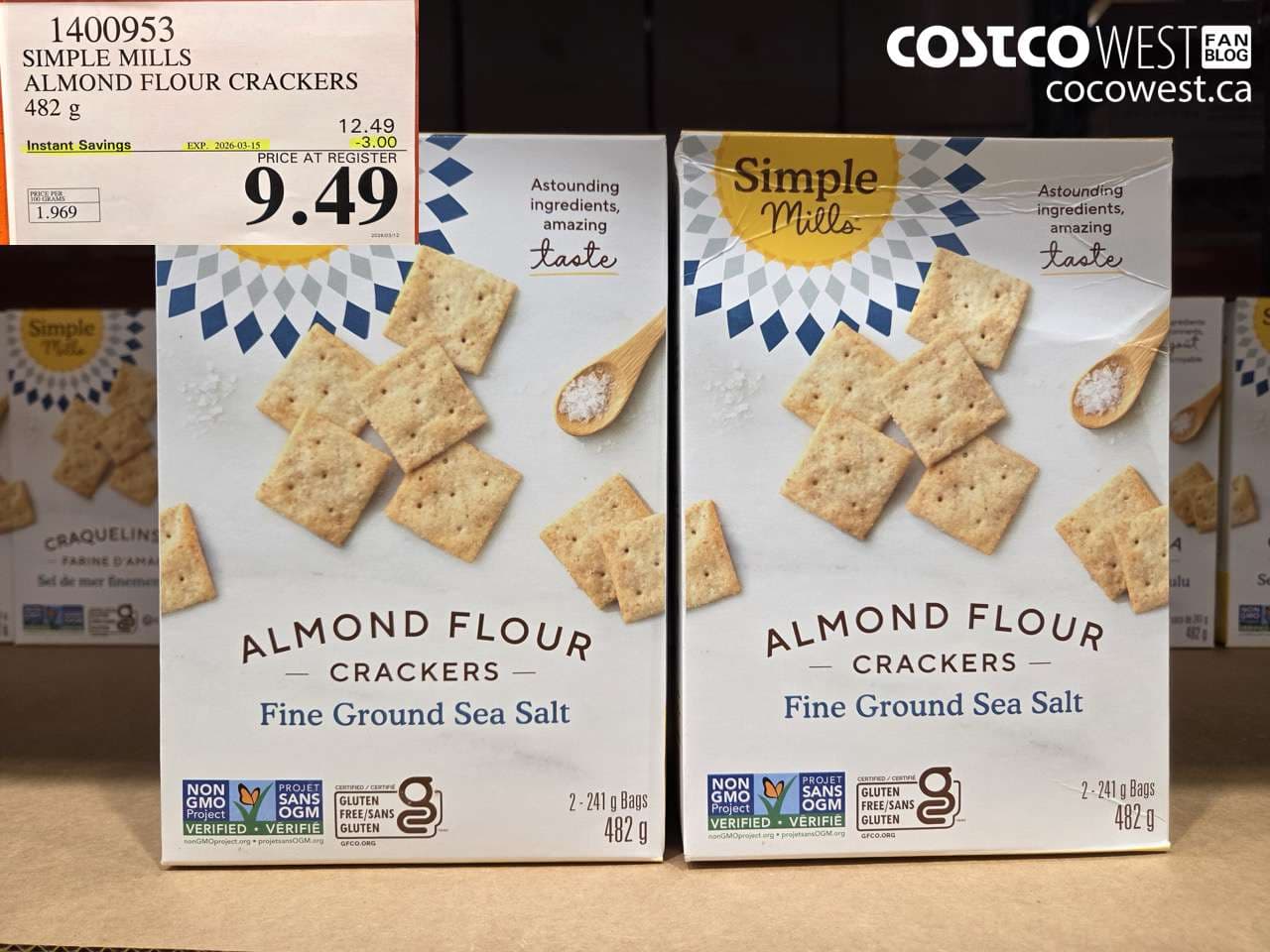 SIMPLE MILLS ALMOND FLOUR CRACKERS 482G