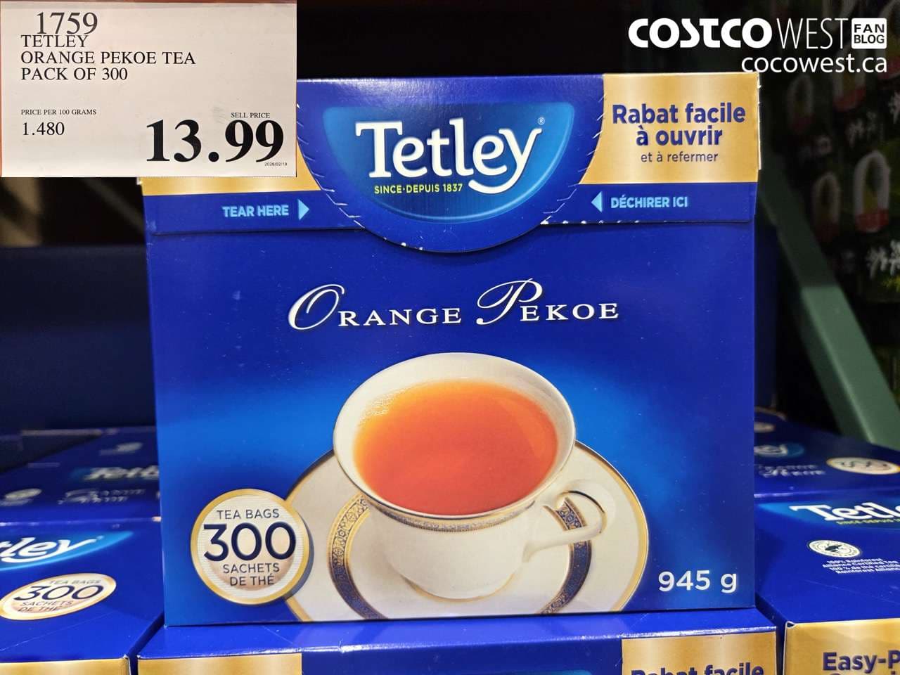 TETLEY ORANGE PEKOE TEA PACK OF 300