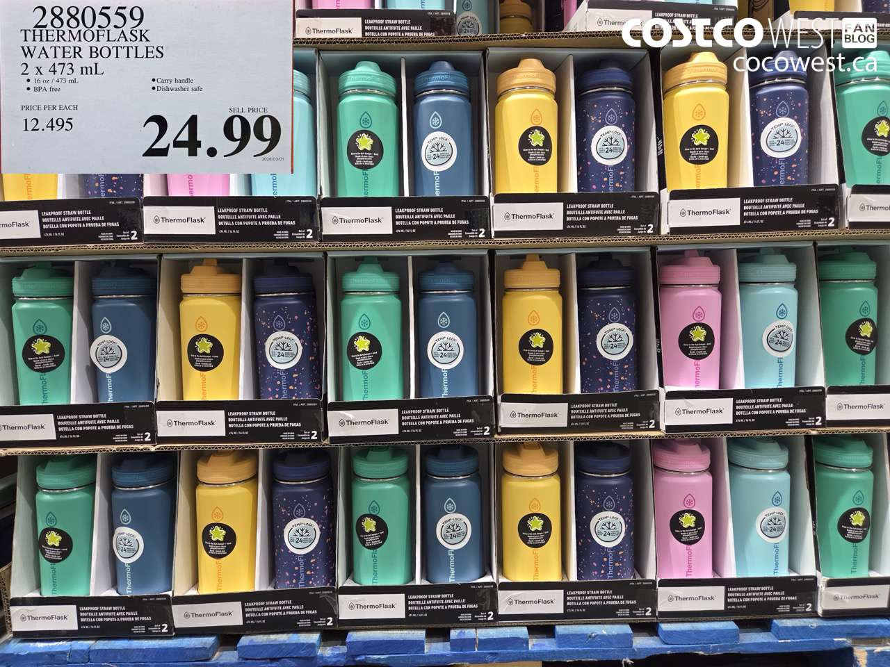 THERMOFLASK WATER BOTTLES 2 X 473 ML