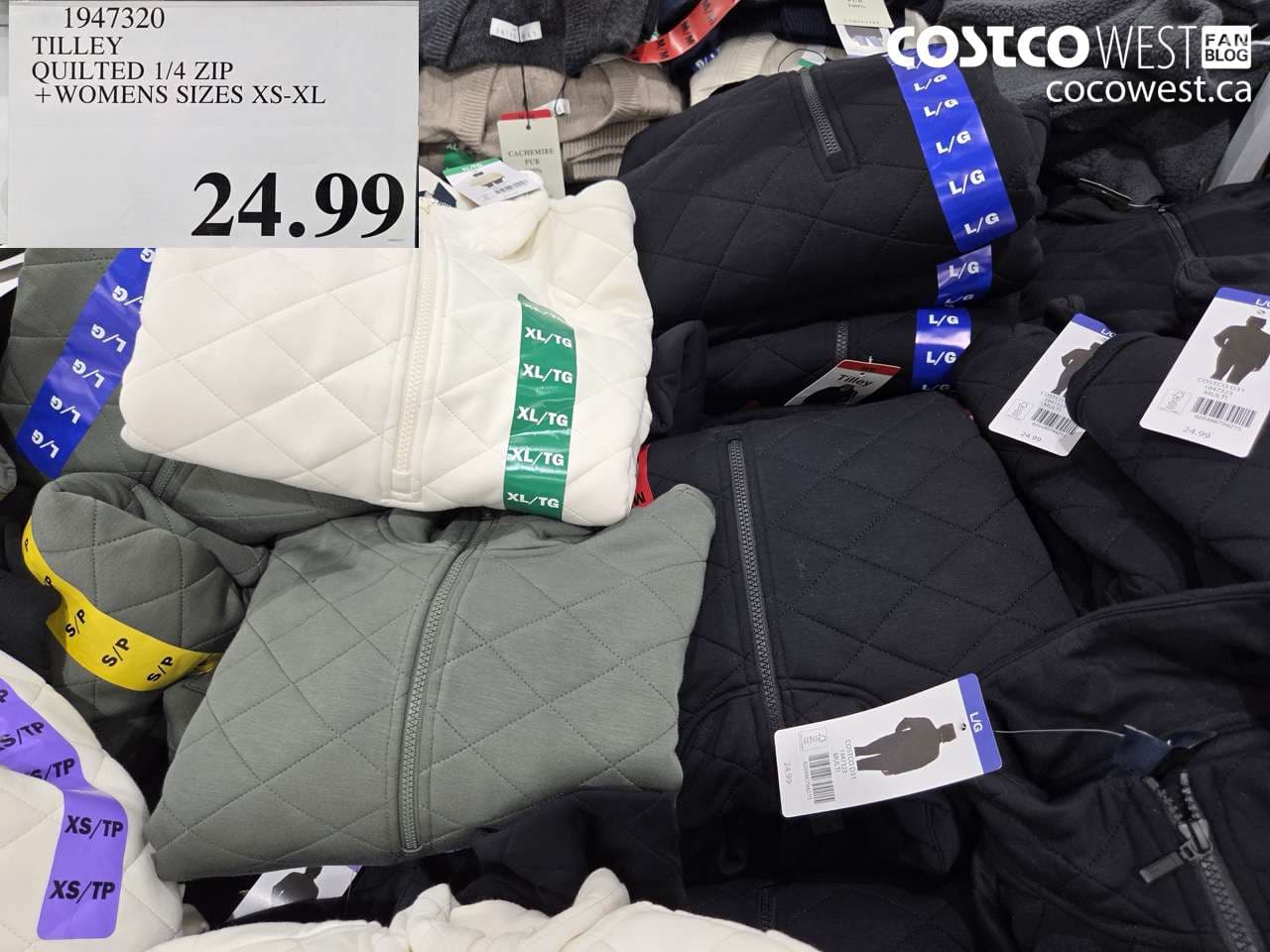 TILLEY QUILTED 1/4 ZIP + WOMENS SIZES XS-XL