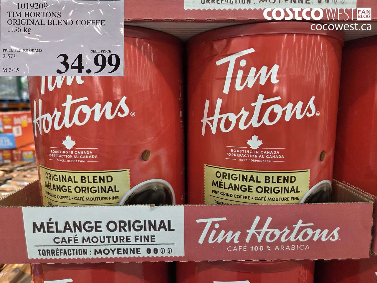 TIM HORTONS ORIGINAL BLEND COFFEE 1.36KG