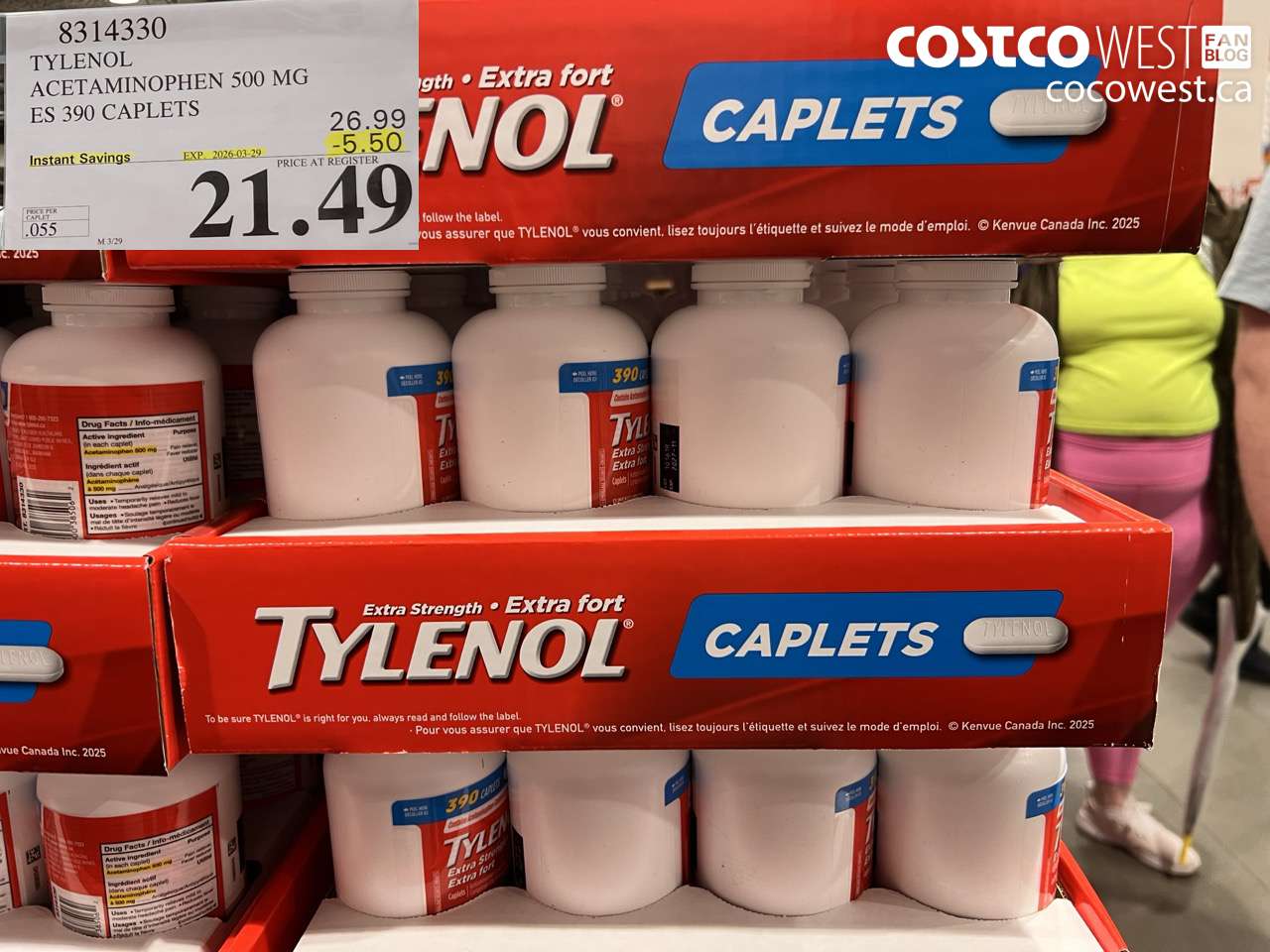 TYLENOL ACETAMINOPHEN 500 MG ES 390 CAPLETS