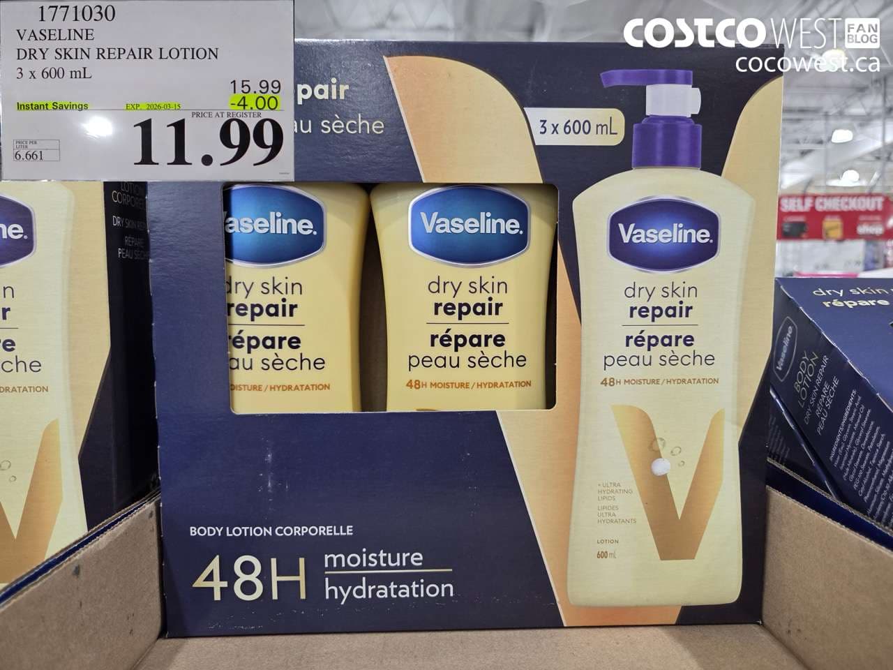 vaseline dry skin repair lotion 3 x 600 ml