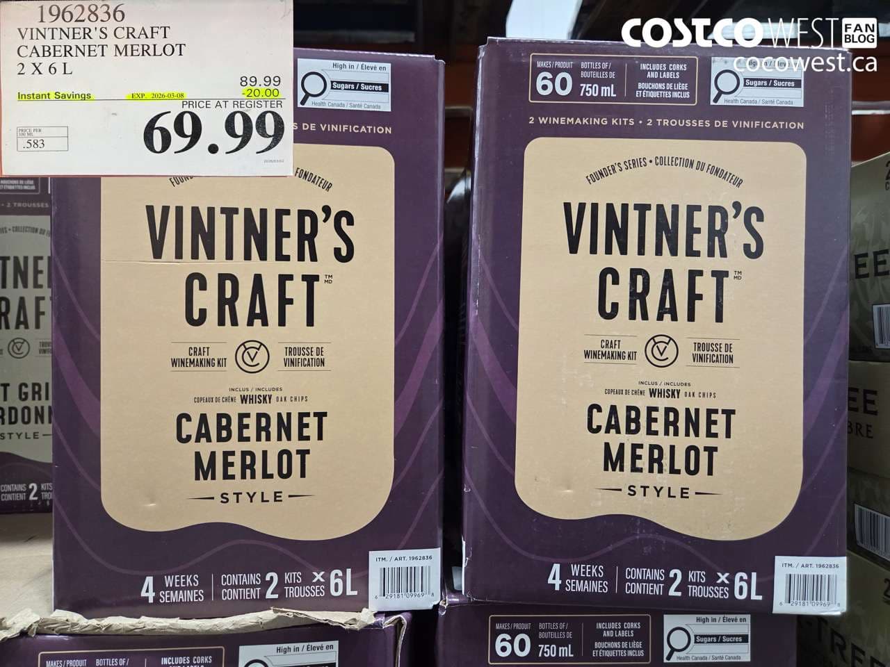 vintners craft cabernet merlot 2 x 6 l