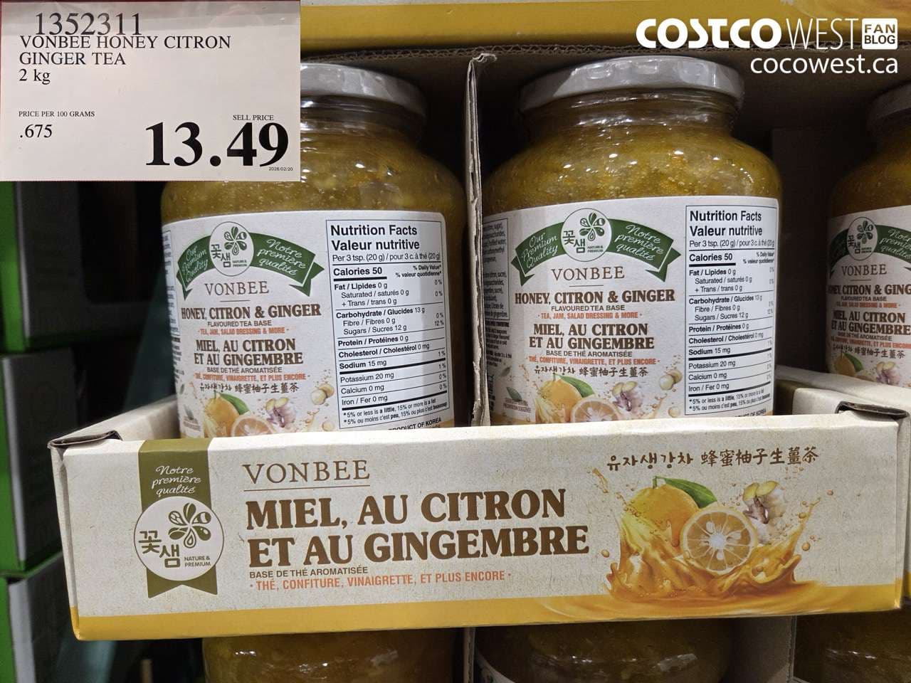 VONBEE HONEY CITRON GINGER TEA 2 KG