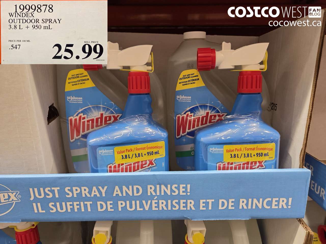 WINDEX OUTDOOR SPRAY 3.8 L + 950 ML