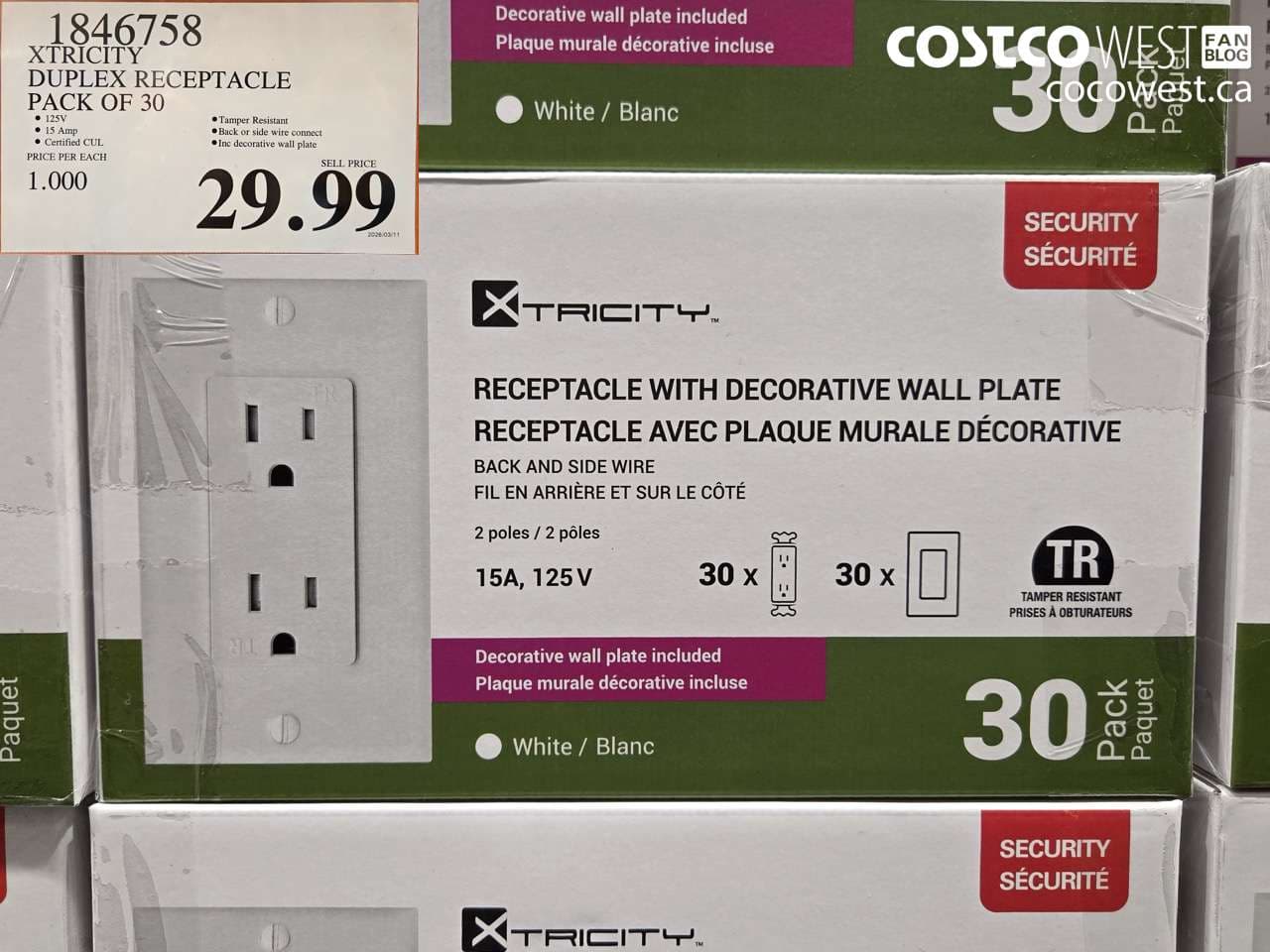 XTRICITY DUPLEX RECEPTACLE PACK OF 30