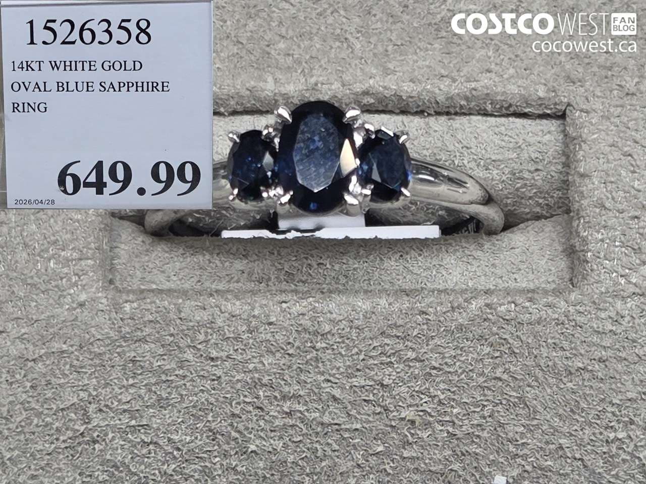 14KT WHITE GOLD OVAL BLUE SAPPHIRE RING