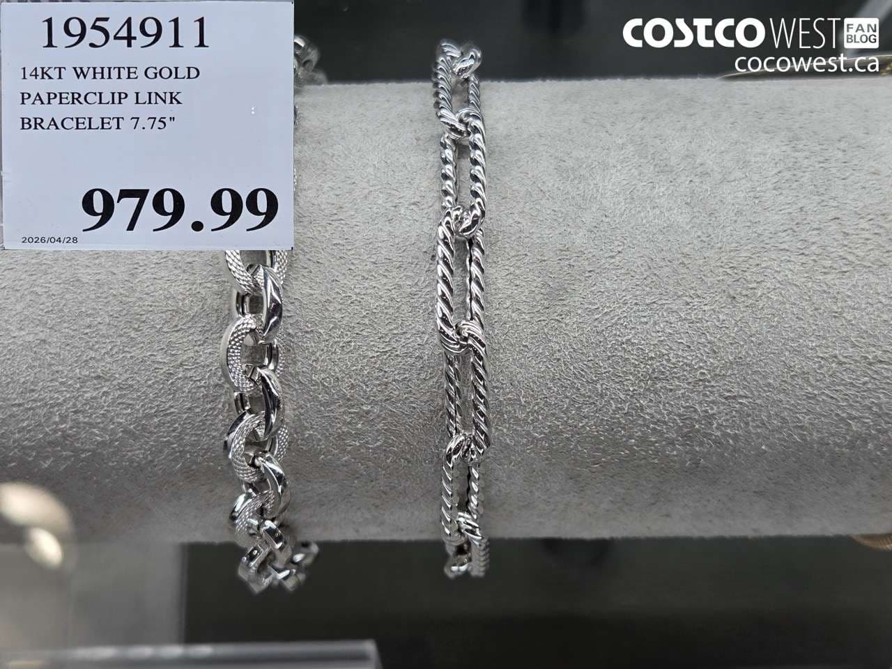 14KT WHITE GOLD PAPERCLIP LINK BRACELET