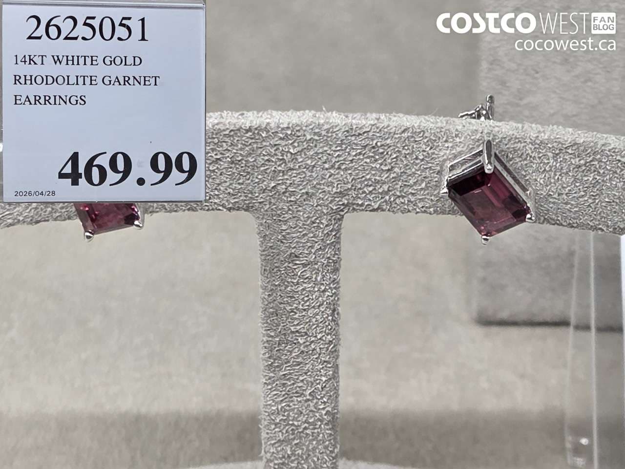 14KT WHITE GOLD RHODOLITE GARNET EARRINGS