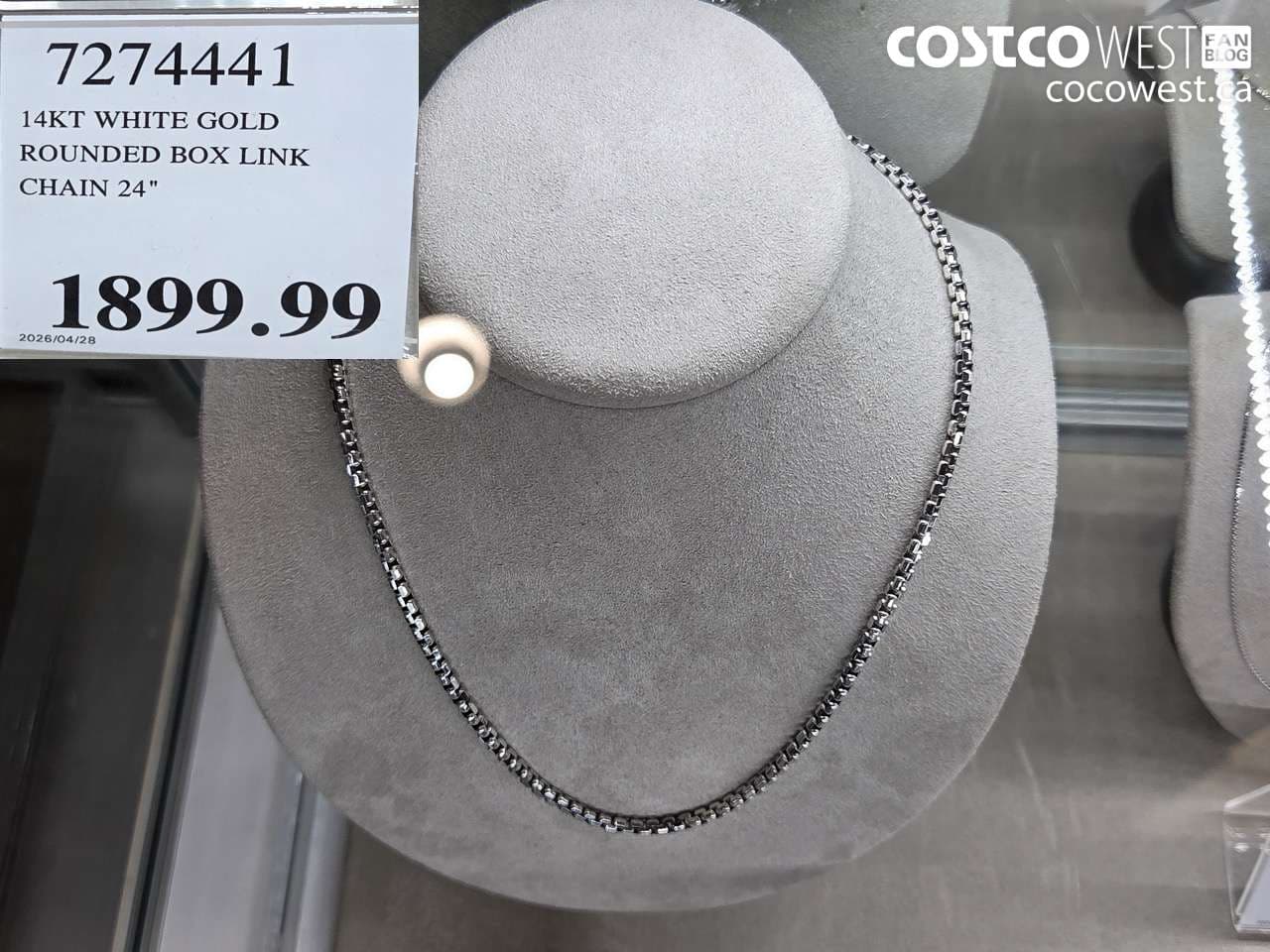 14KT WHITE GOLD ROUNDED BOX LINK CHAIN
