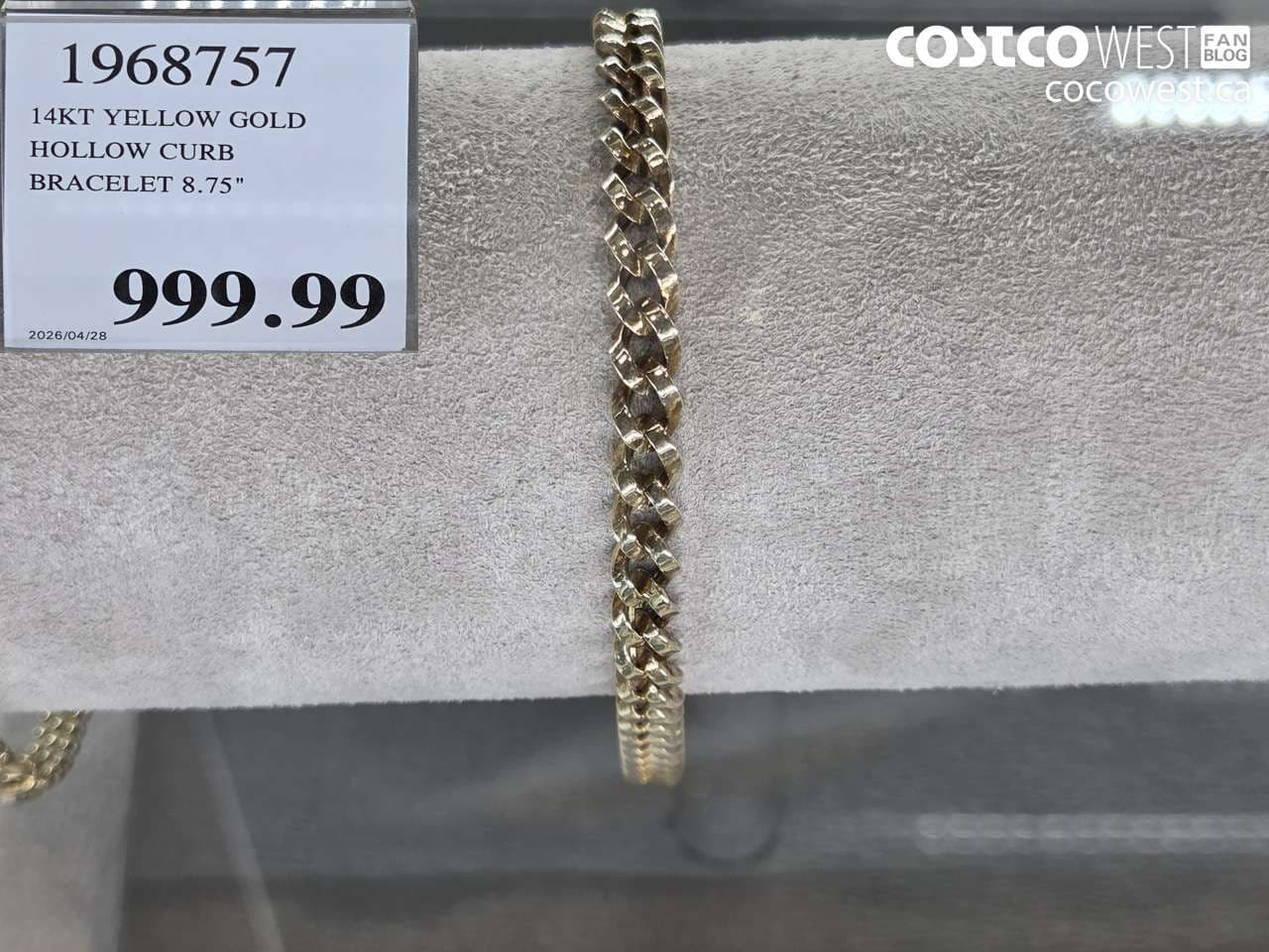 14KT YELLOW GOLD HOLLOW CURB BRACELET