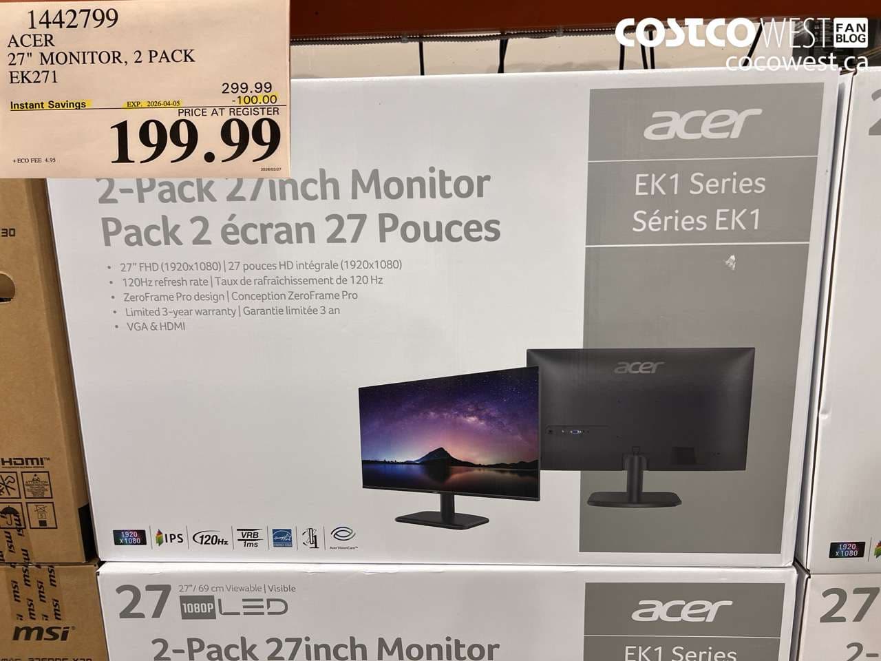 acer 27 inch monitor 2 pack ek271