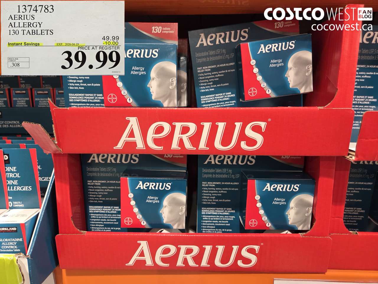 AERIUS ALLERGY 130 TABLETS