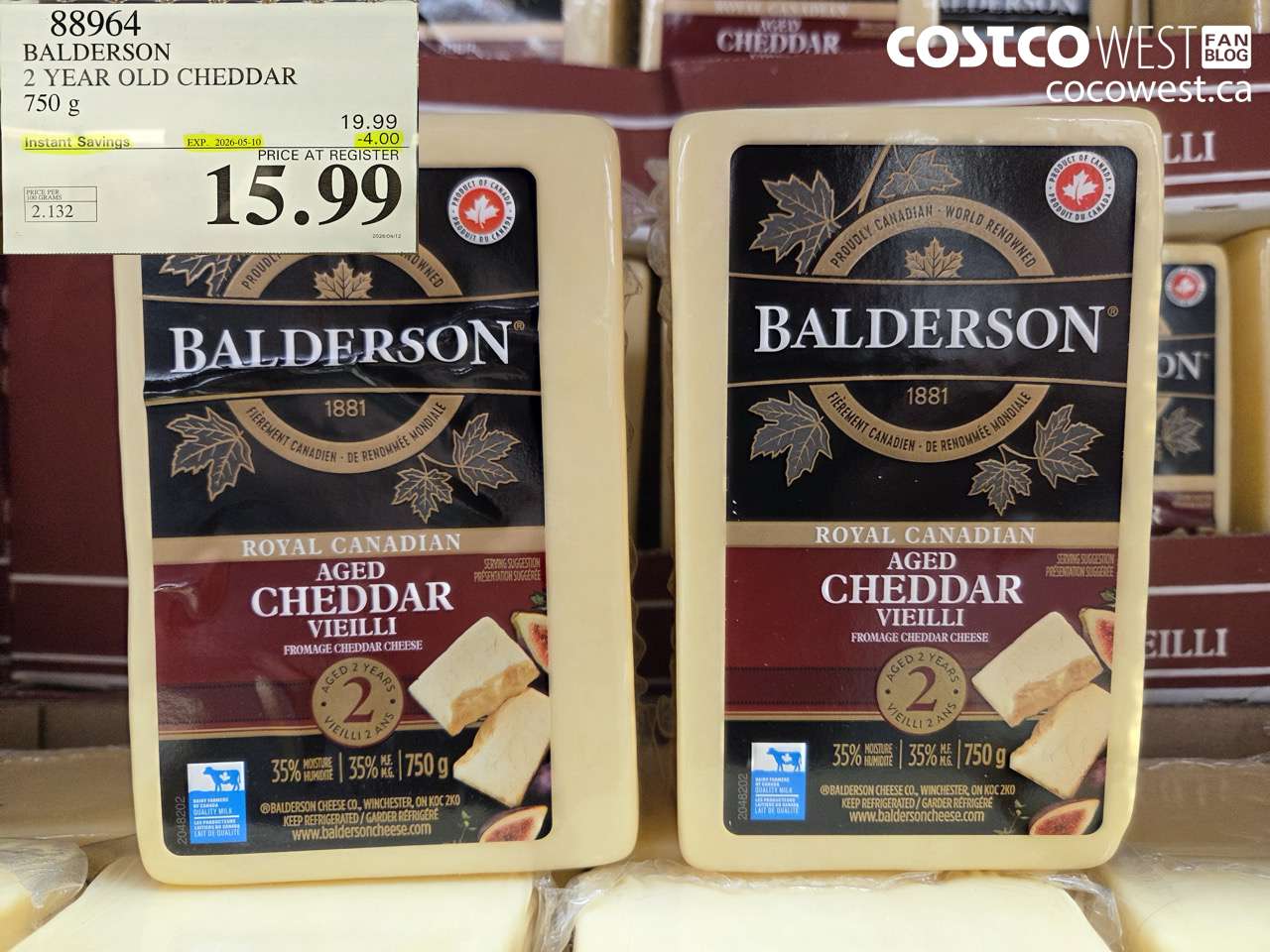 balderson 2 year old cheddar 750 g