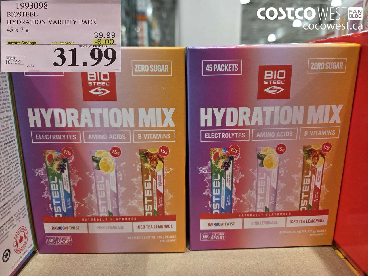 BIOSTEEL HYDRATION VARIETY PACK 45 X 7 G