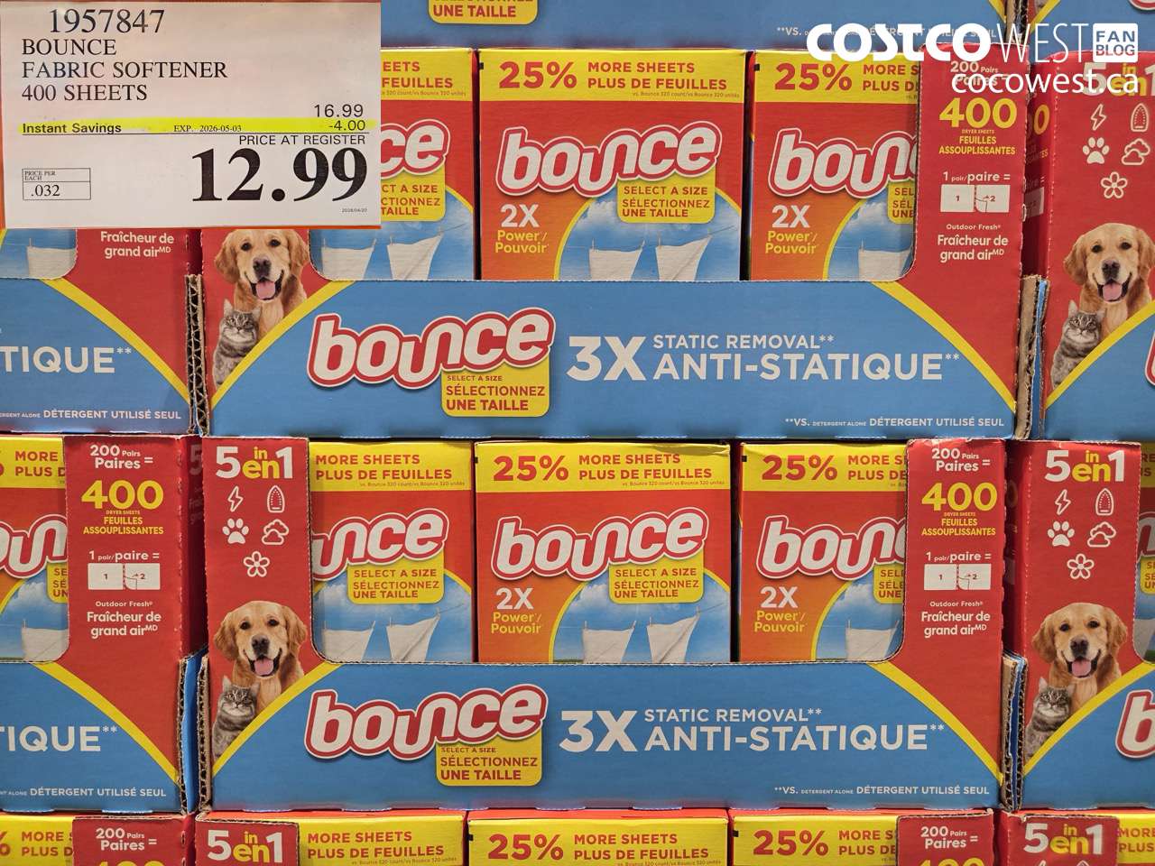 bounce fabric softener 400 sheets