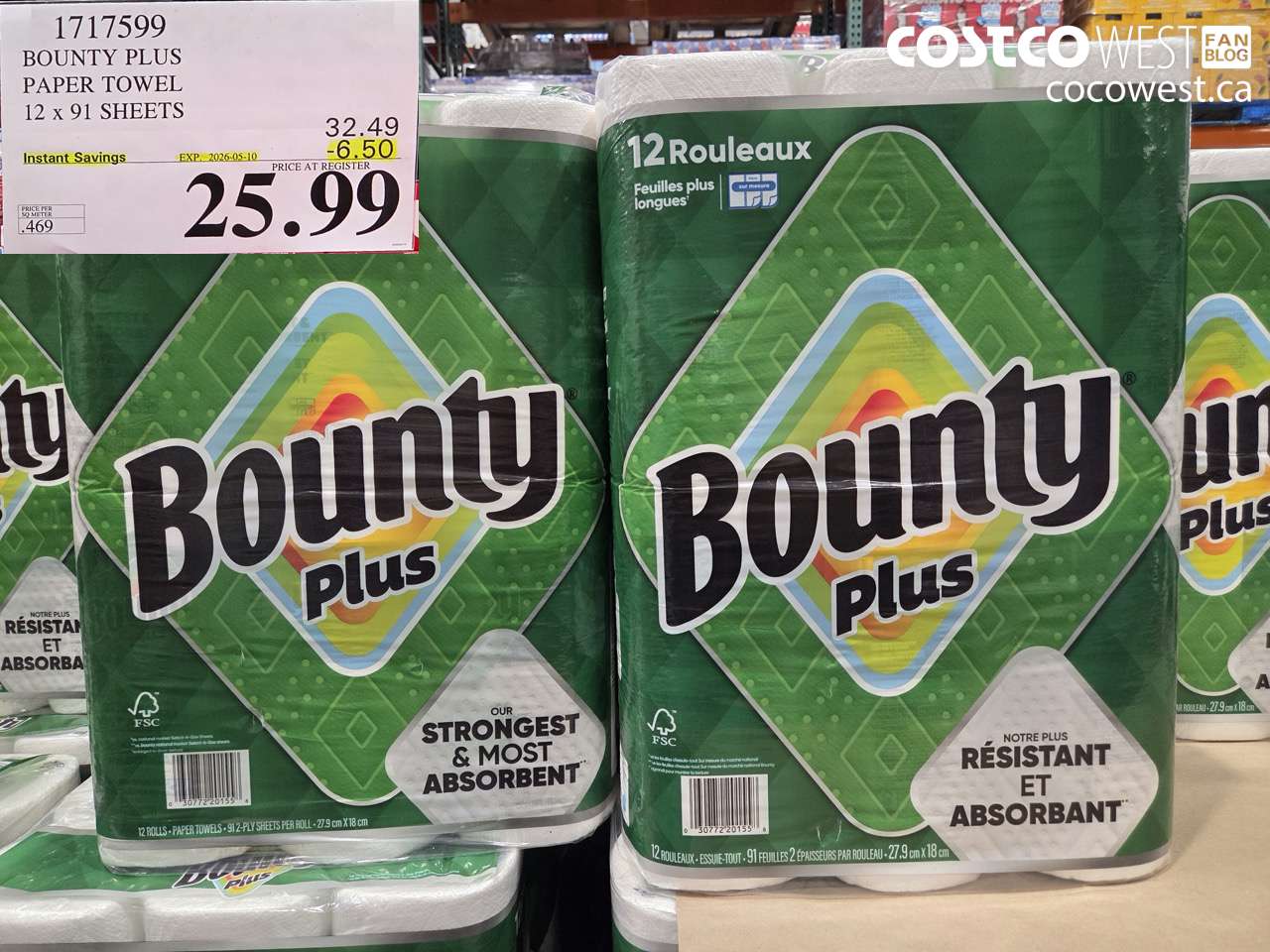 BOUNTY PLUS PAPER TOWEL 12 X 91 SHEETS
