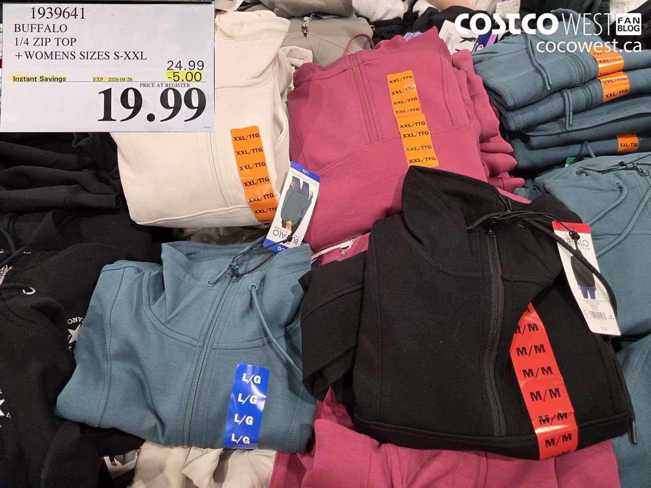 BUFFALO 1/4 ZIP TOP + WOMENS SIZES S-XXL