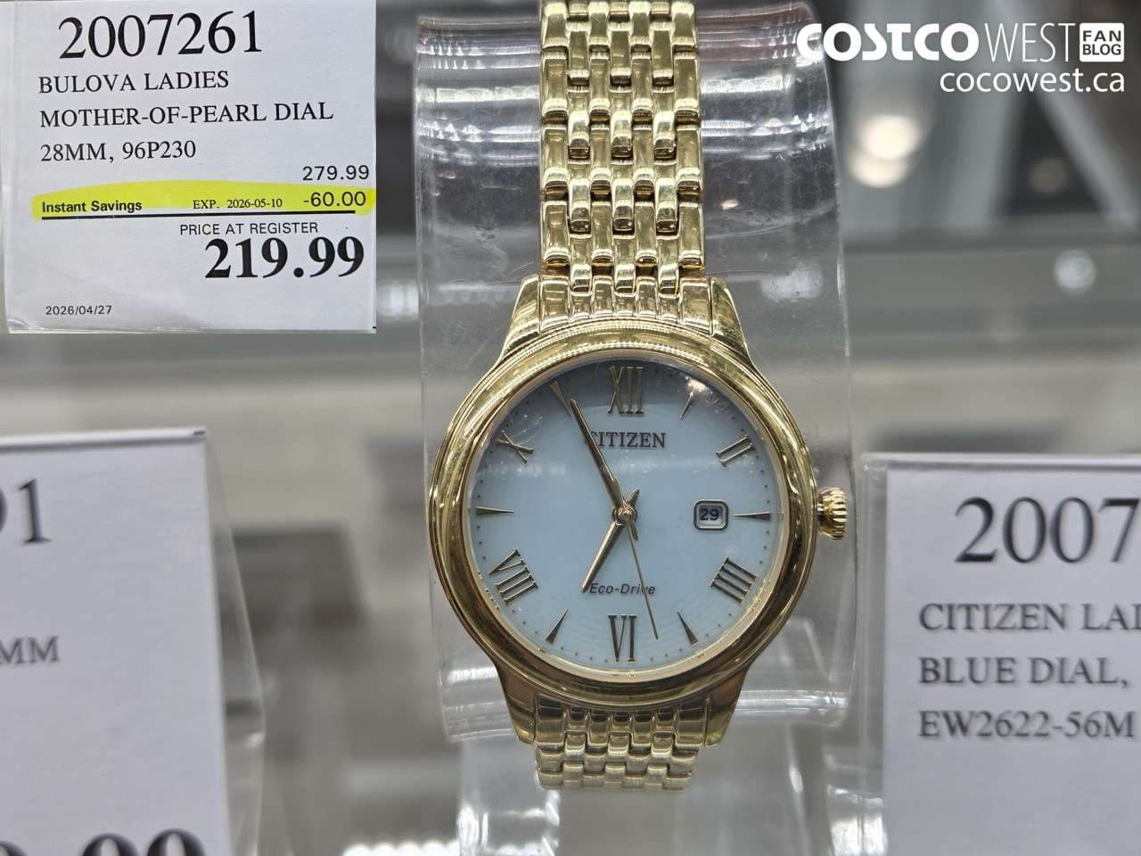 BULOVA LADIES MOTHER-OF-PEARL DIAL 28MM, 96P230