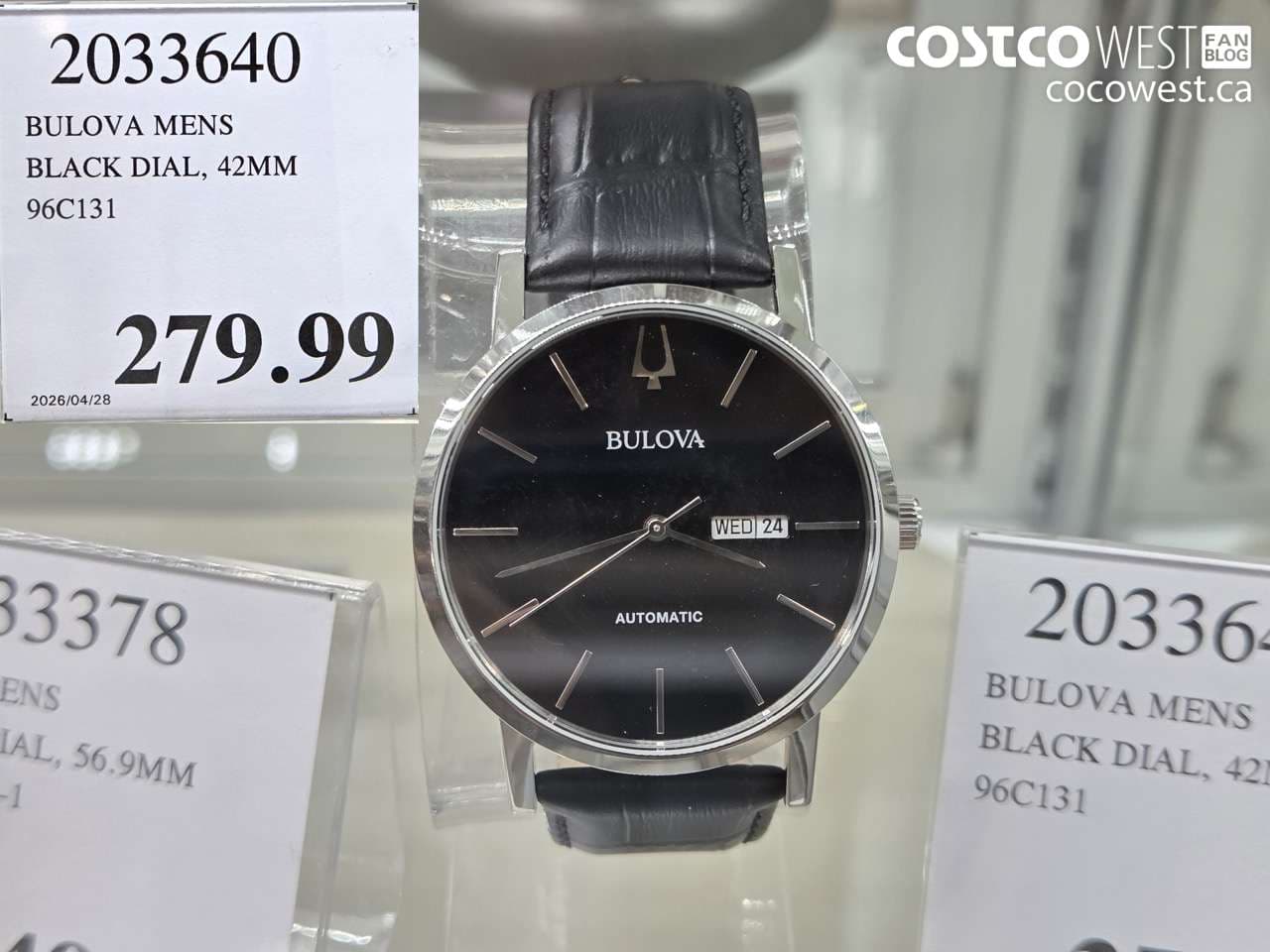 BULOVA MENS BLACK DIAL, 42MM 96C131