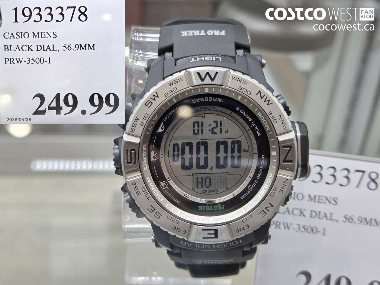 CASIO MENS BLACK DIAL, 56.9MM PRW-3500-1