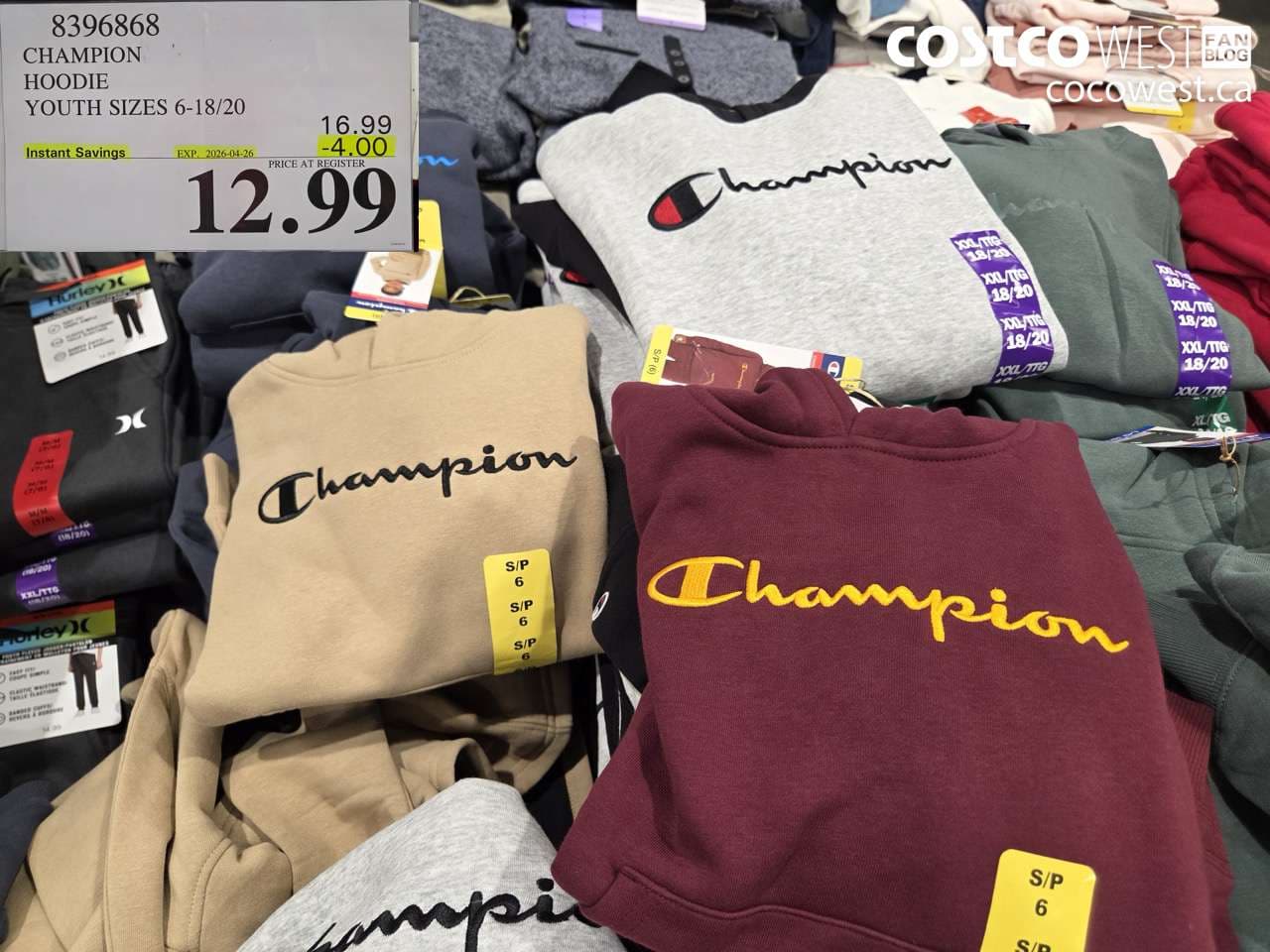 CHAMPION HOODIE YOUTH SIZES 6-18/20