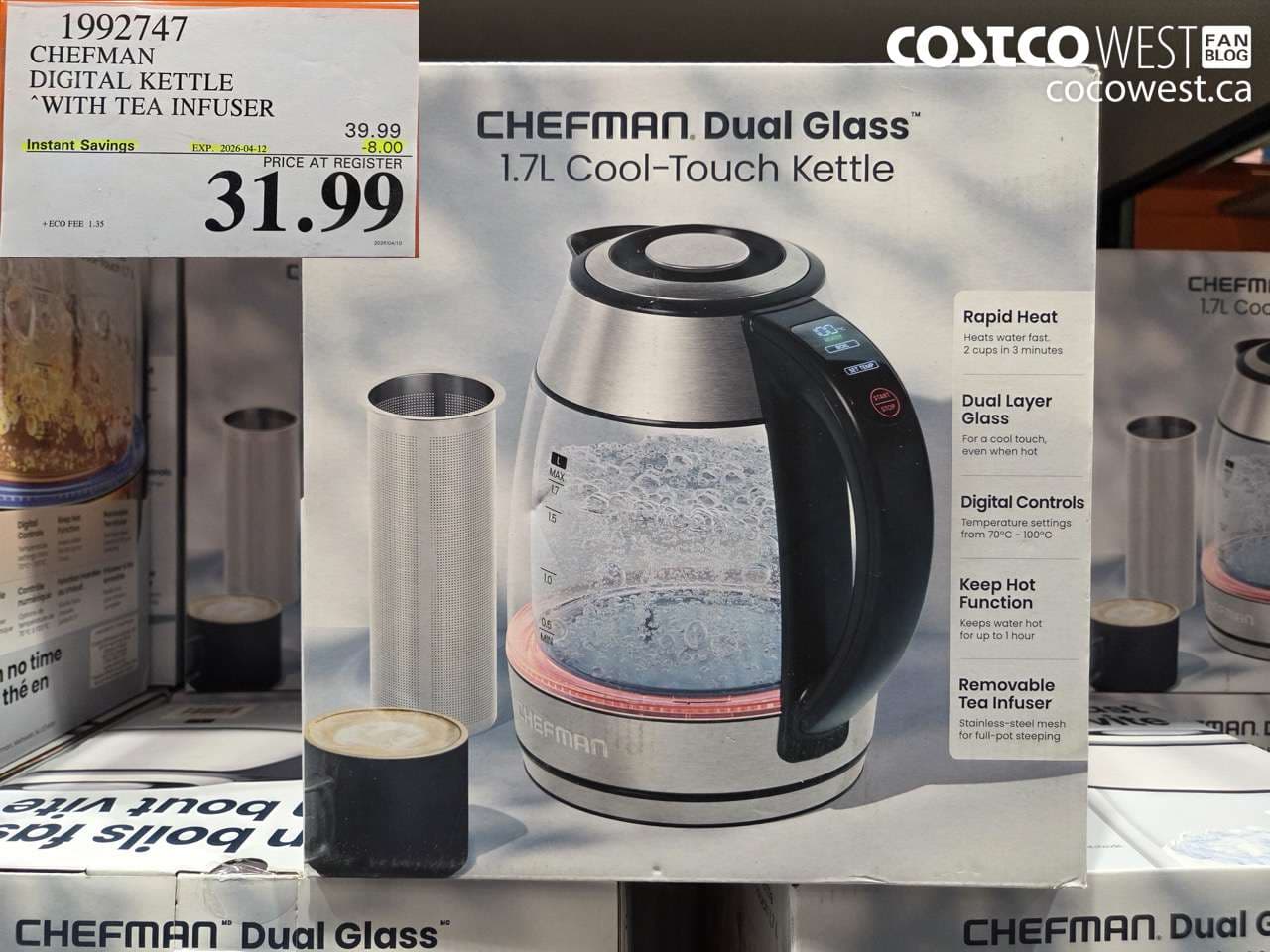 chefman digital kettle with tea infuser