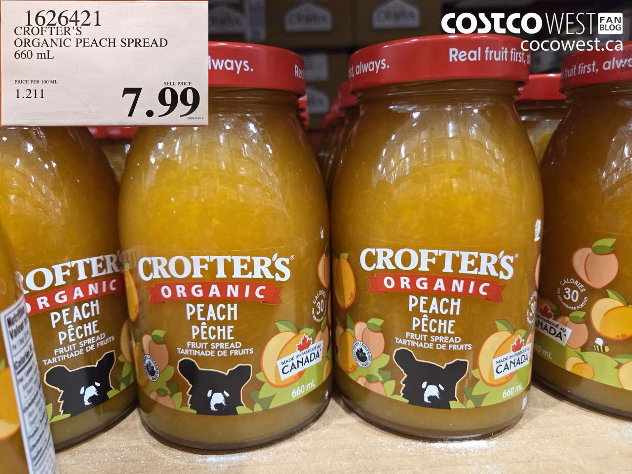CROFTER’S ORGANIC PEACH SPREAD 660 ML